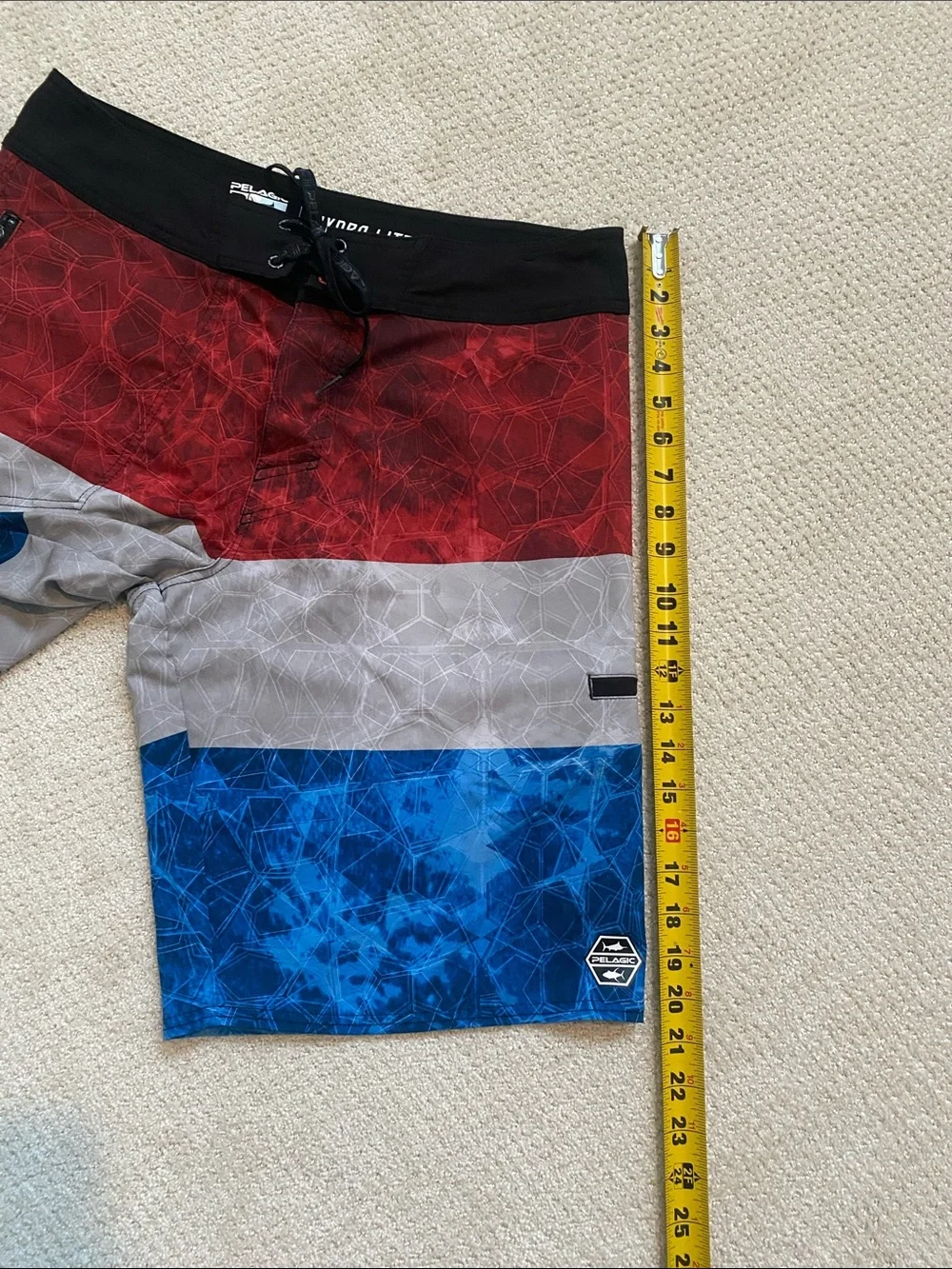 Men’s PELAGIC Hydro-Lite Swim Trunks - Red, Gray & Blue
